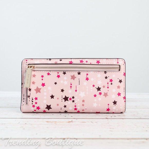 NWT Kate Spade Staci Twinkle Printed Large Slim Bifold Wallet in Pink Multi - Picture 2 of 6